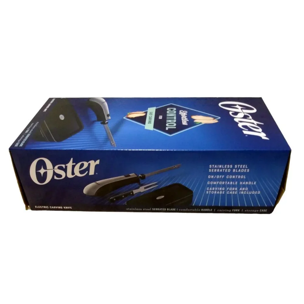 Oster Electric Knife with Carving Fork Storage Case cut Turkey Chicken Ham Bread